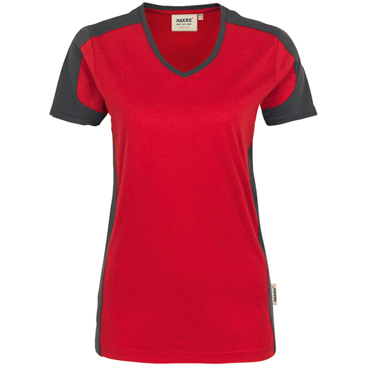 4045981086663 - Women-V-Shirt Contrast Performance 50% Baumwolle   50% Polyeste