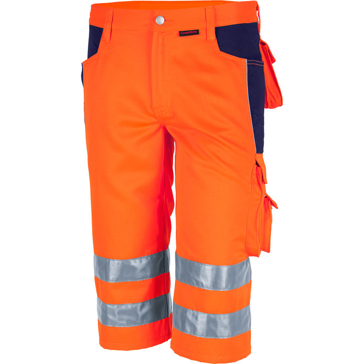 4046987035907 - ArbeitsshortsPRO Warnschutz in warnorange marine Größe 54 - kurze Arbeitshose - Warnschutz für PROfessionals - warnorange marine - 54 - Qualitex