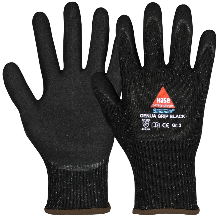 4018949995093 - Hase Schnittschutz-Handschuhe Genua Nitril Grip Black EN 388 EN 420