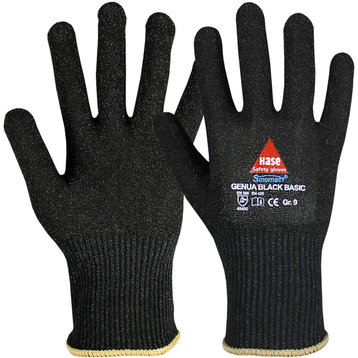 4018949995178 - Schnittschutz-Handschuhe unbeschichtet Genua Black Basic EN 388