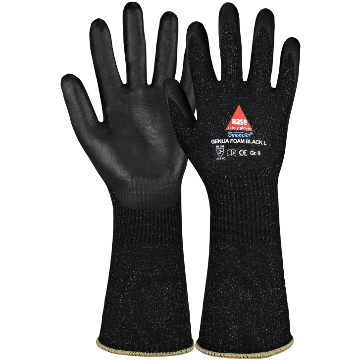 4018949851047 - Hase Safety Gloves - Hase Schnittschutzhandschuh Genua Foam Black Long Gr8