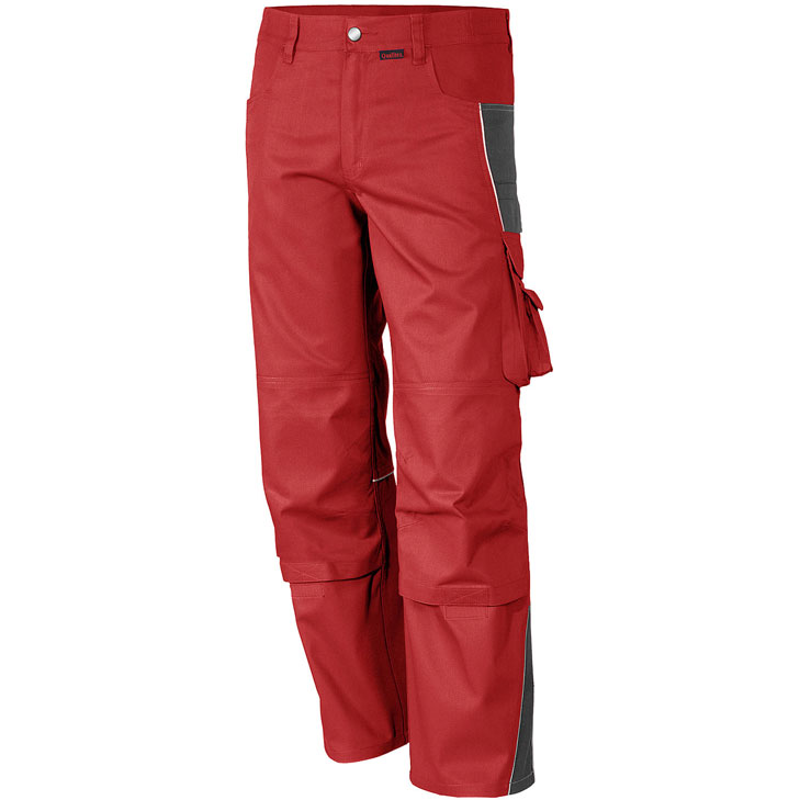 4046987033248 - Arbeitshose pro in rot grau Größe 24 - Bundhose mg 245 g - PROfessionals-Werkstatthose - rot grau - 24 - Qualitex