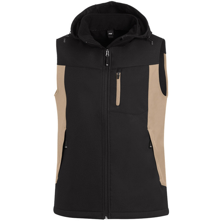 4030646351200 - unisex Softshellweste JUSTUS beige schwarz Größe 2XL